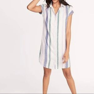 Old Navy linen striped shirt dress Medium